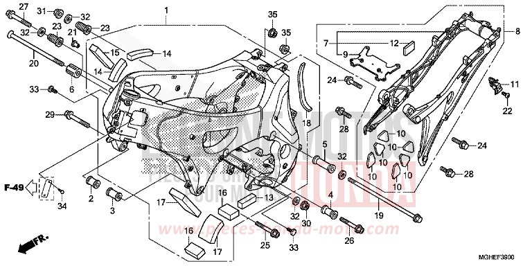CARROSSERIE DE CHASSIS de VFR1200X "Crosstourer" DCT PEARL COSMIC BLACK (NHA64) 2014